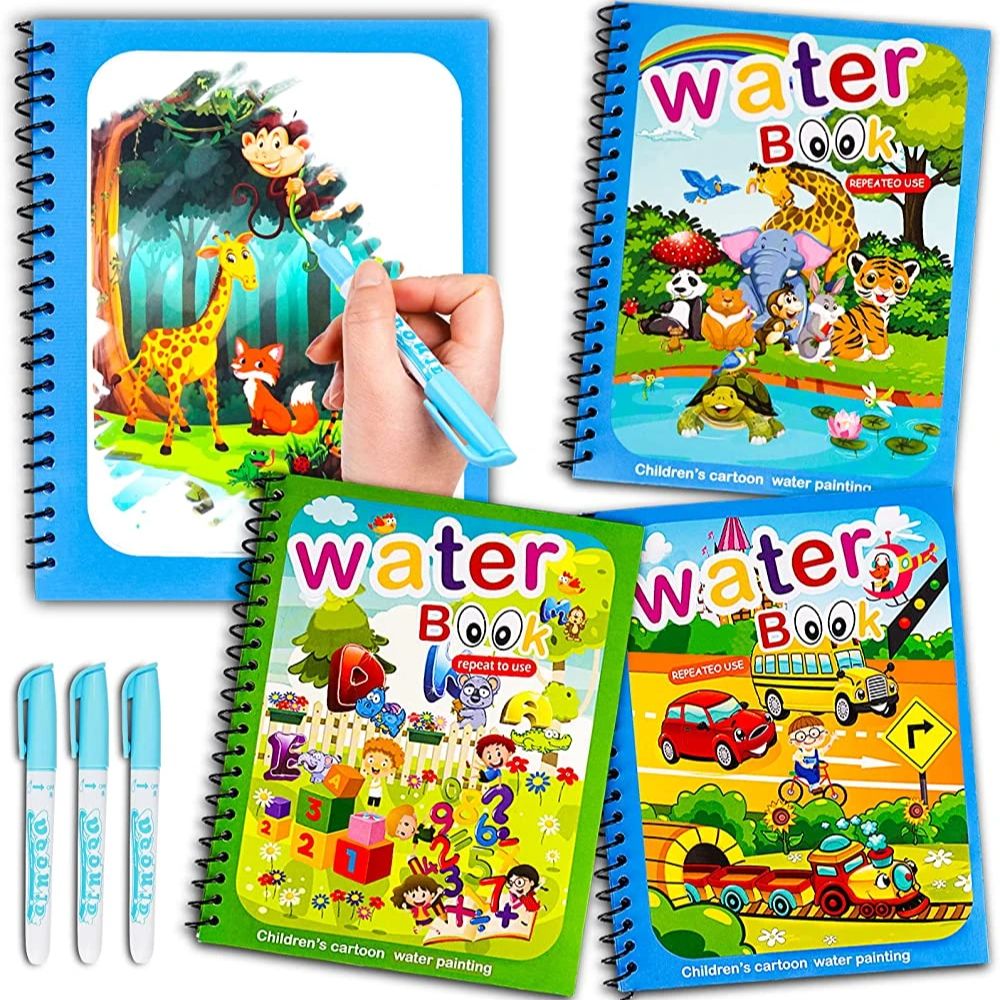 Reusable Water Magic Coloring Book - Libro mágico con dibujo al agua,
