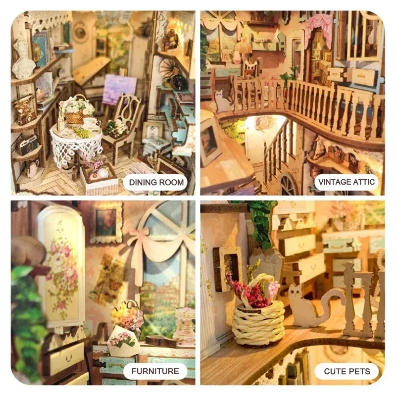 Diy Wooden Book Nook Kit Shelf Insert - Estantería de ciudad de cuento de
