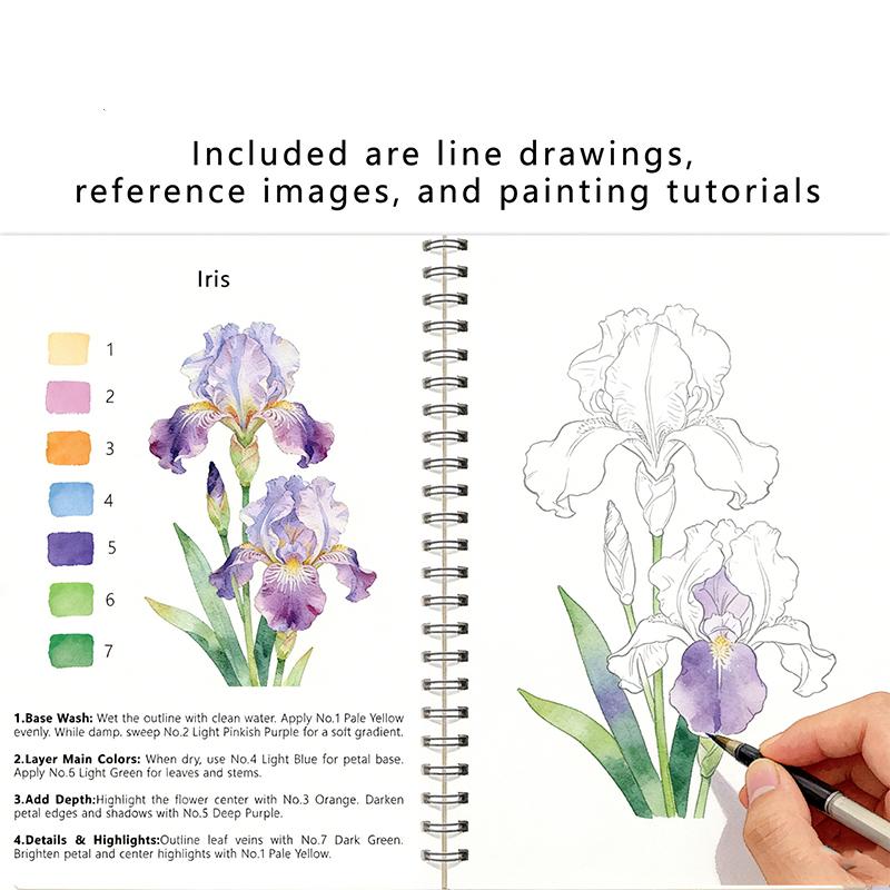 Stationery Books - Cuaderno de acuarela con espiral, papel