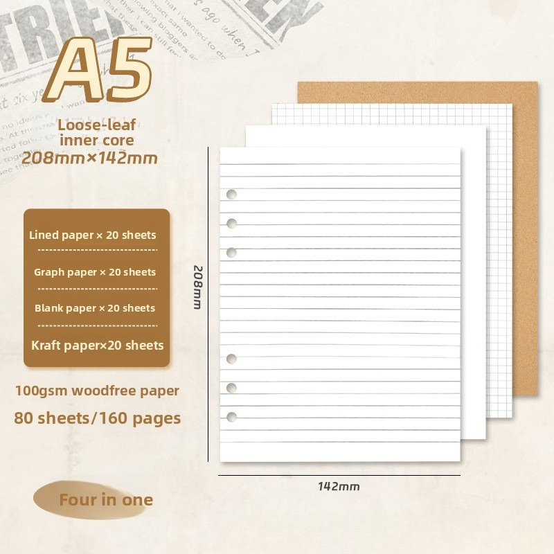 Cuaderno de hojas sueltas A5,  - A5 Spiral Dotted Grid Notebook reseña y precio