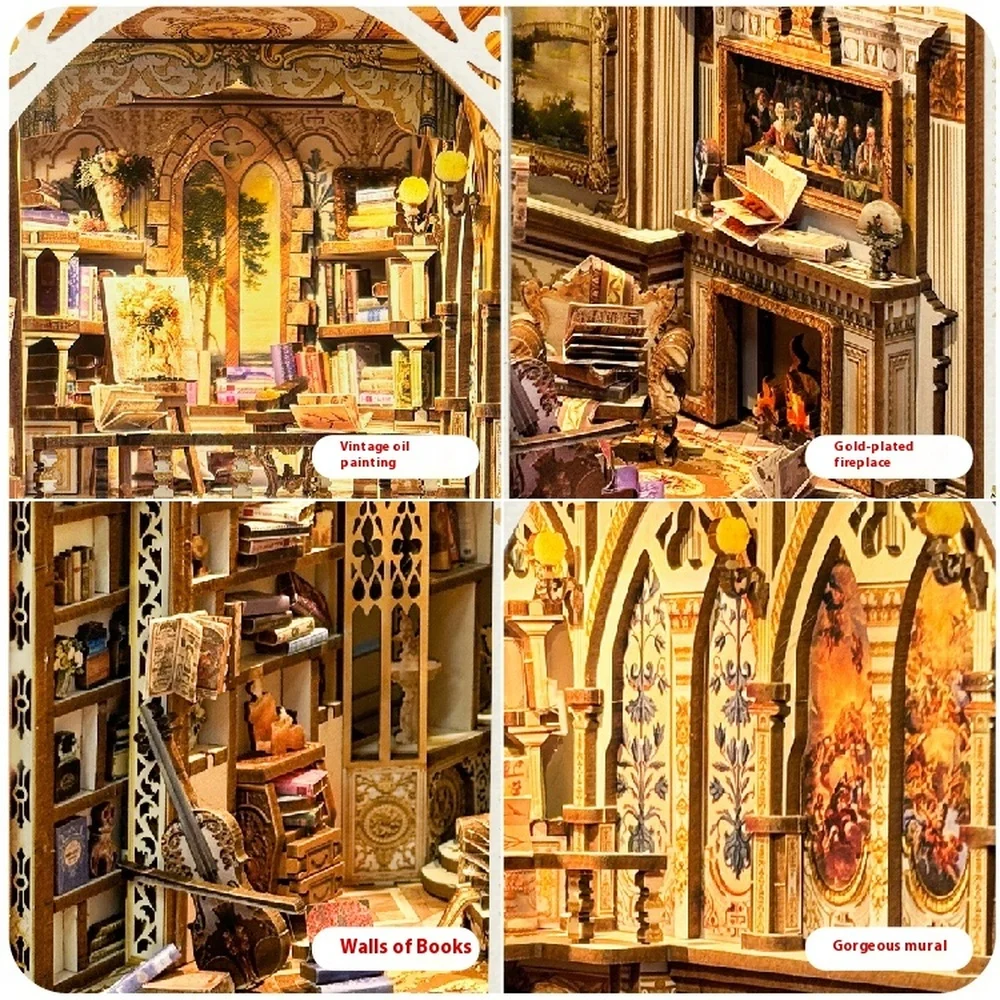 Kits de modelos en miniatura d - Diy Wooden Book Nook Kit Shelf Insert reseña y precio